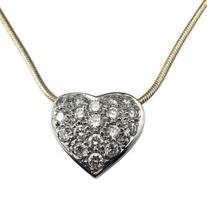 14K White and Yellow Gold Diamond Heart Pendant Necklace #22534